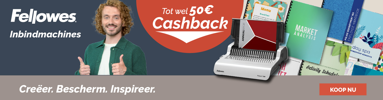Koop nu uw Fellowes bindmachine en ontvang tot € 50.00 CashBack!